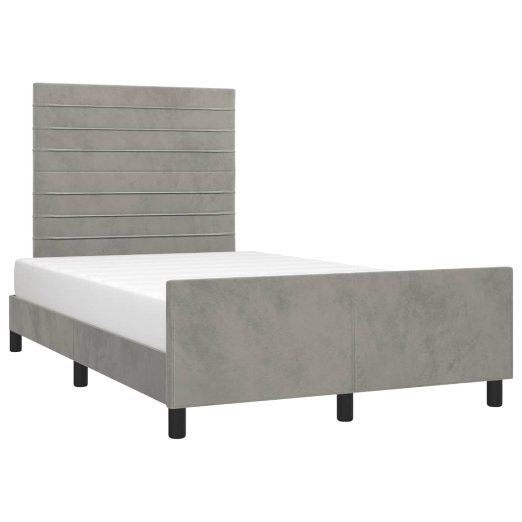 Bedframe zonder matras 120x190 cm fluweel lichtgrijs is nu te koop bij PeponiXL, paradijselijk wonen!