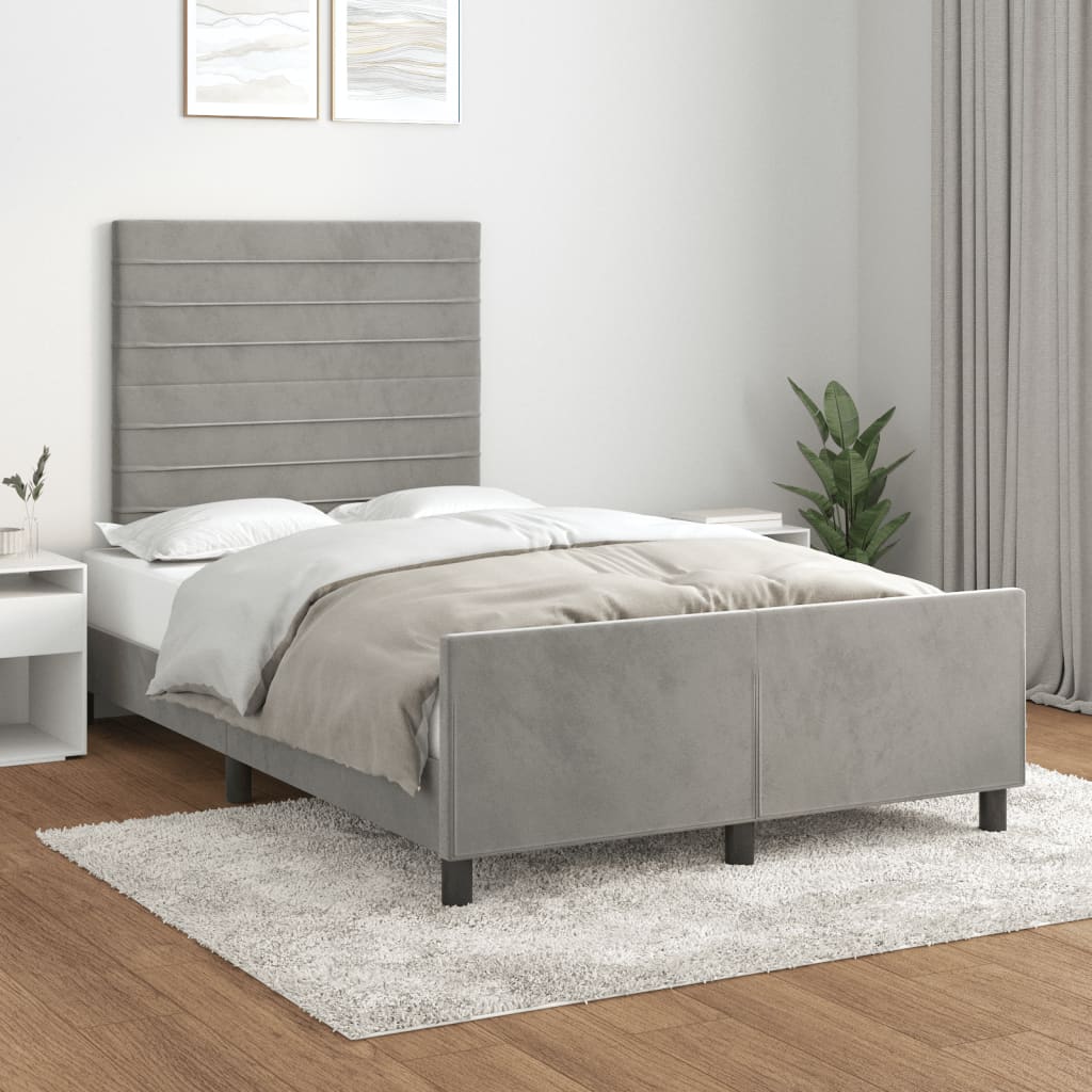 Bedframe zonder matras 120x190 cm fluweel lichtgrijs is nu te koop bij PeponiXL, paradijselijk wonen!