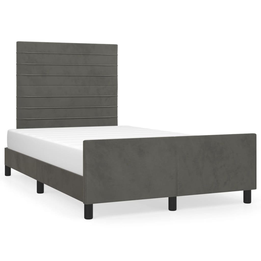 Bedframe zonder matras 120x190 cm fluweel donkergrijs is nu te koop bij PeponiXL, paradijselijk wonen!