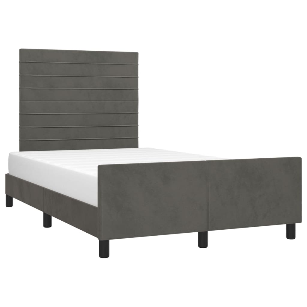 Bedframe zonder matras 120x190 cm fluweel donkergrijs is nu te koop bij PeponiXL, paradijselijk wonen!