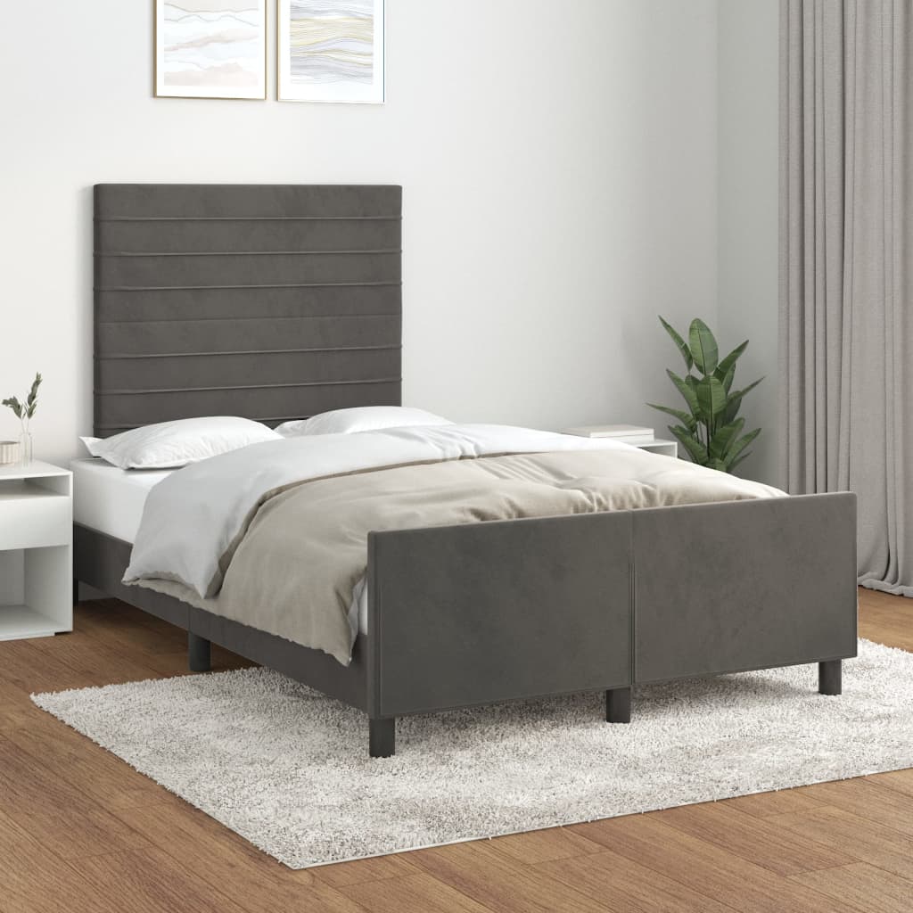 Bedframe zonder matras 120x190 cm fluweel donkergrijs is nu te koop bij PeponiXL, paradijselijk wonen!