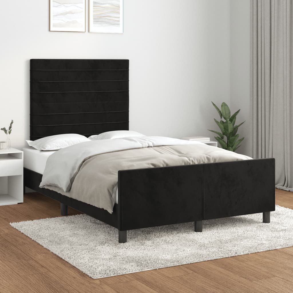 Bedframe zonder matras 120x190 cm fluweel zwart is nu te koop bij PeponiXL, paradijselijk wonen!