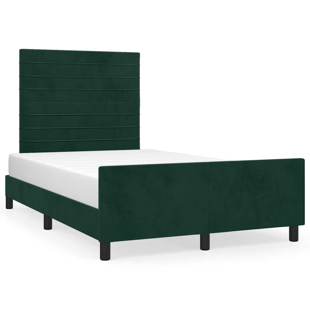 Bedframe zonder matras 120x190 cm fluweel donkergroen is nu te koop bij PeponiXL, paradijselijk wonen!