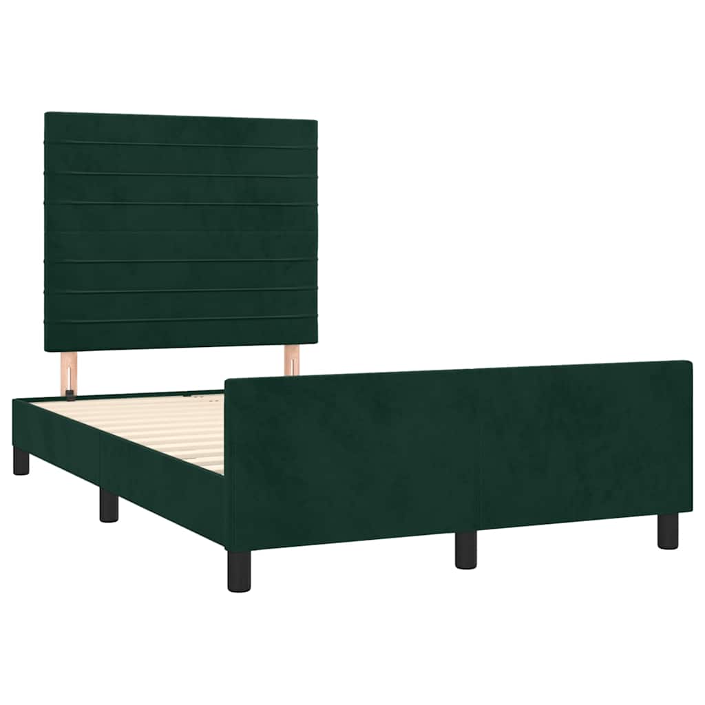 Bedframe zonder matras 120x190 cm fluweel donkergroen is nu te koop bij PeponiXL, paradijselijk wonen!