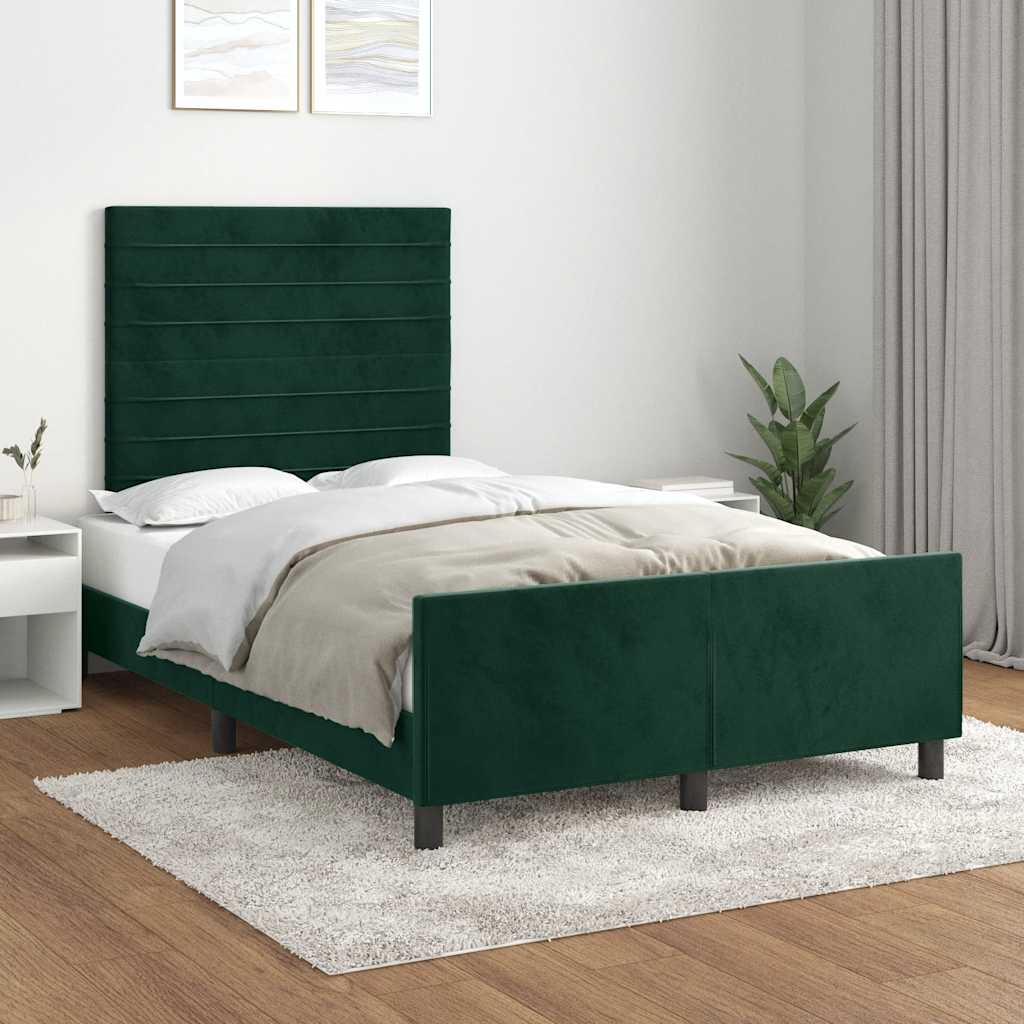 Bedframe zonder matras 120x190 cm fluweel donkergroen is nu te koop bij PeponiXL, paradijselijk wonen!
