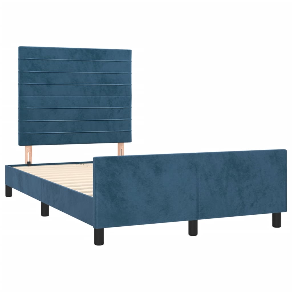 Bedframe zonder matras 120x190 cm fluweel donkerblauw is nu te koop bij PeponiXL, paradijselijk wonen!