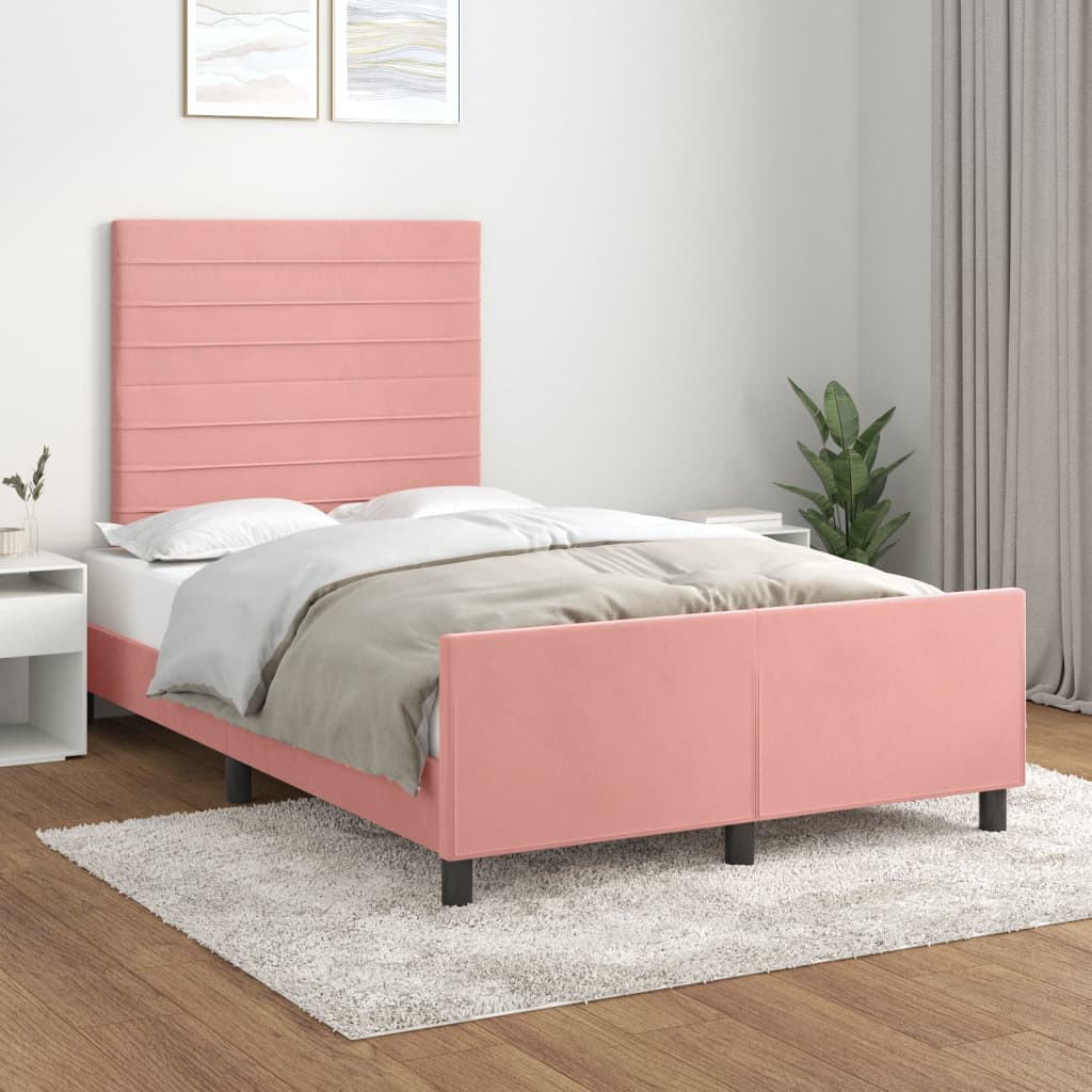 Bedframe zonder matras 120x190 cm fluweel roze is nu te koop bij PeponiXL, paradijselijk wonen!