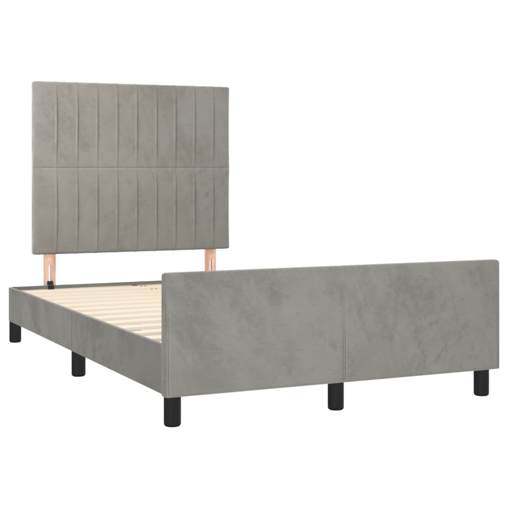 Bedframe zonder matras 120x190 cm fluweel lichtgrijs is nu te koop bij PeponiXL, paradijselijk wonen!