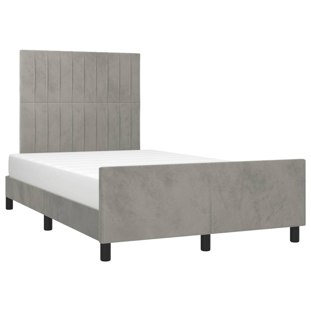 Bedframe zonder matras 120x190 cm fluweel lichtgrijs is nu te koop bij PeponiXL, paradijselijk wonen!