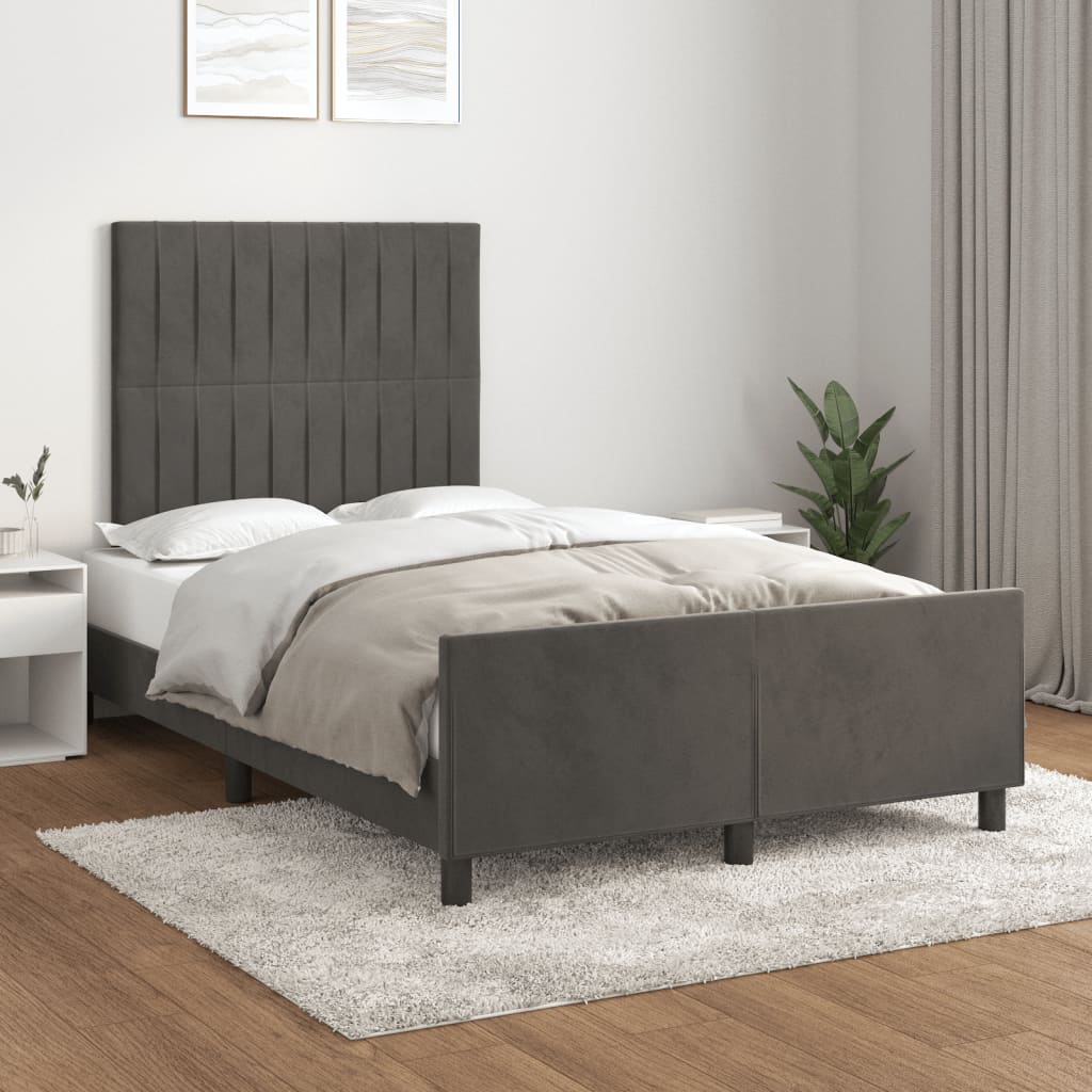 Bedframe zonder matras 120x190 cm fluweel donkergrijs is nu te koop bij PeponiXL, paradijselijk wonen!