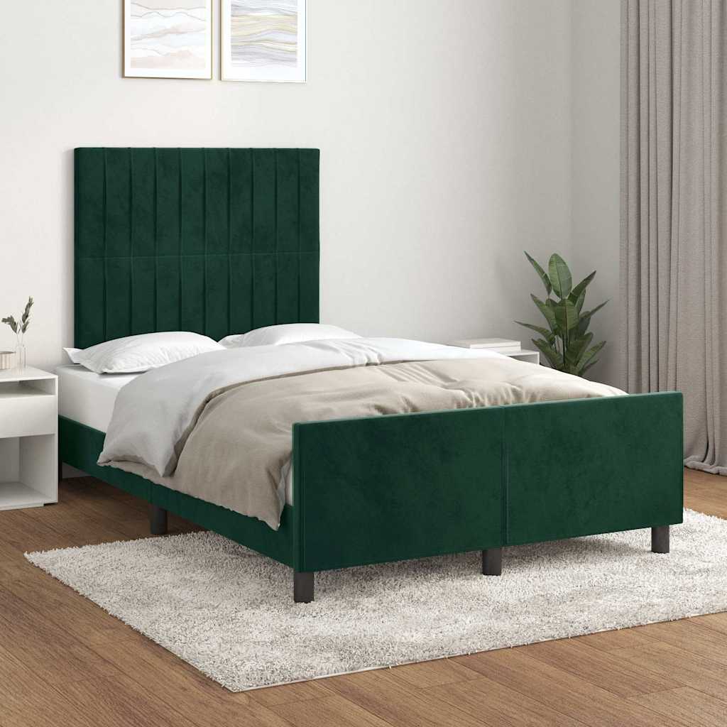 Bedframe zonder matras 120x190 cm fluweel donkergroen is nu te koop bij PeponiXL, paradijselijk wonen!