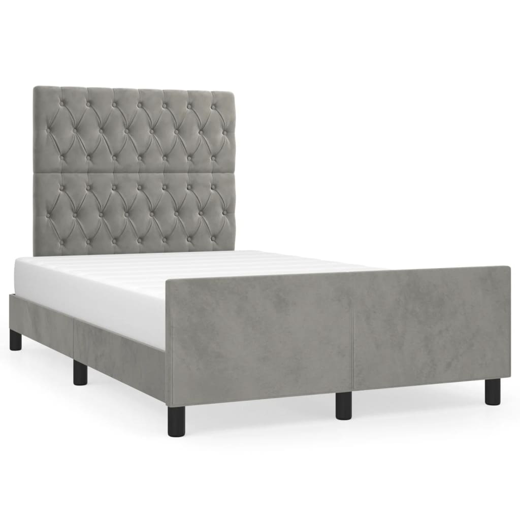 Bedframe zonder matras 120x190 cm fluweel lichtgrijs is nu te koop bij PeponiXL, paradijselijk wonen!