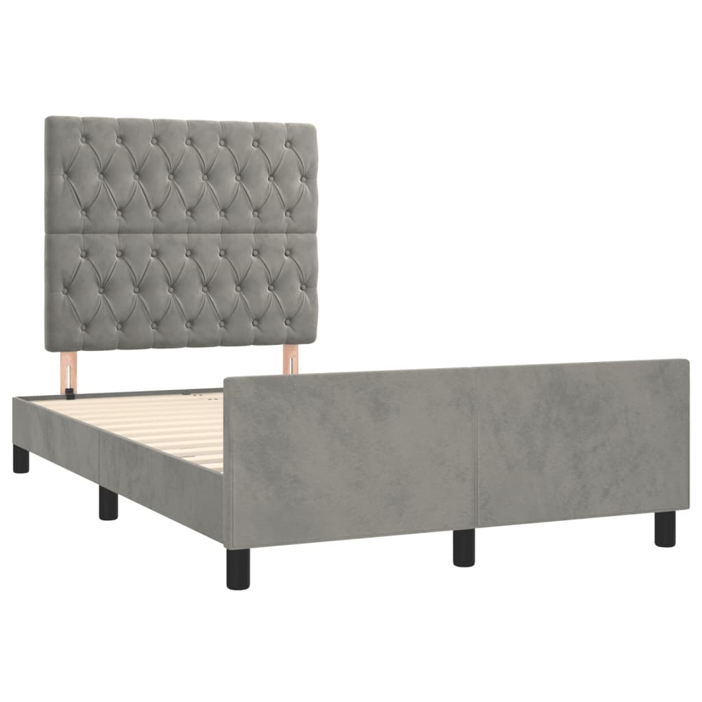 Bedframe zonder matras 120x190 cm fluweel lichtgrijs is nu te koop bij PeponiXL, paradijselijk wonen!