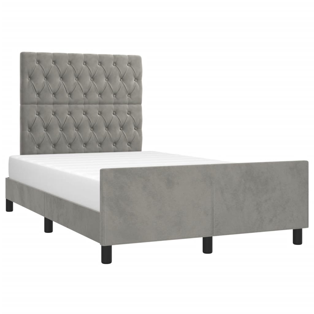 Bedframe zonder matras 120x190 cm fluweel lichtgrijs is nu te koop bij PeponiXL, paradijselijk wonen!
