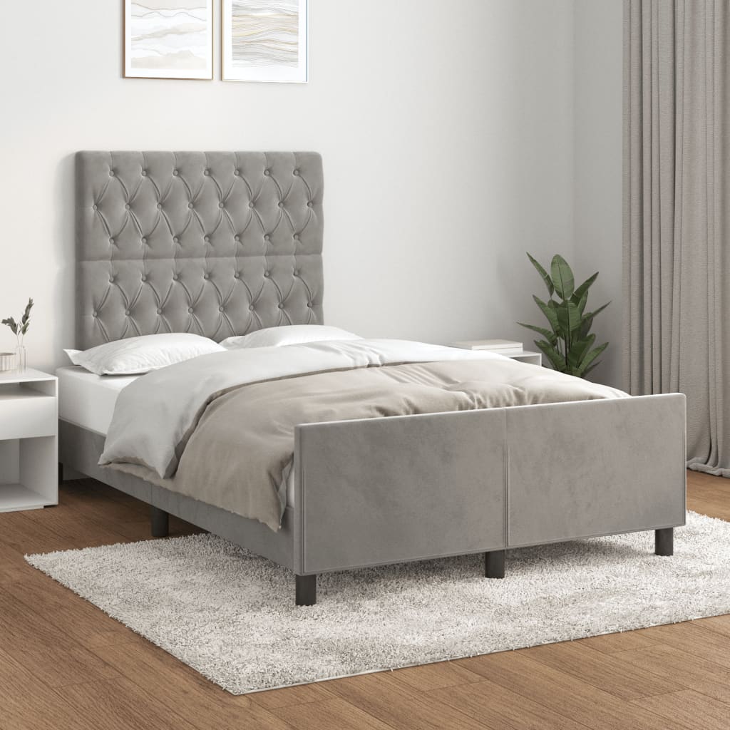 Bedframe zonder matras 120x190 cm fluweel lichtgrijs is nu te koop bij PeponiXL, paradijselijk wonen!