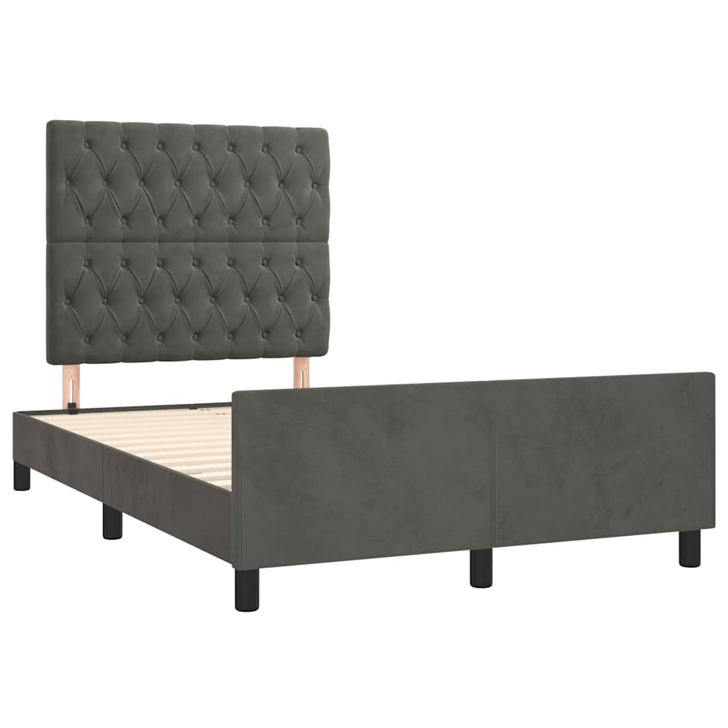 Bedframe zonder matras 120x190 cm fluweel donkergrijs is nu te koop bij PeponiXL, paradijselijk wonen!