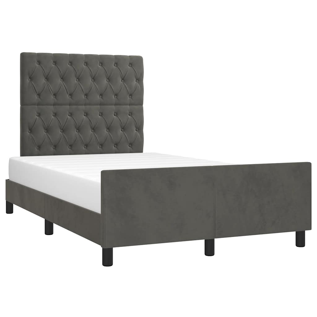 Bedframe zonder matras 120x190 cm fluweel donkergrijs is nu te koop bij PeponiXL, paradijselijk wonen!
