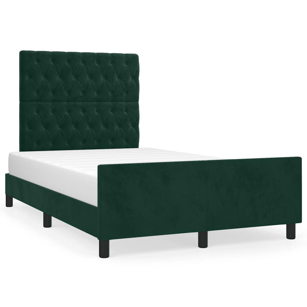 Bedframe zonder matras 120x190 cm fluweel donkergroen is nu te koop bij PeponiXL, paradijselijk wonen!