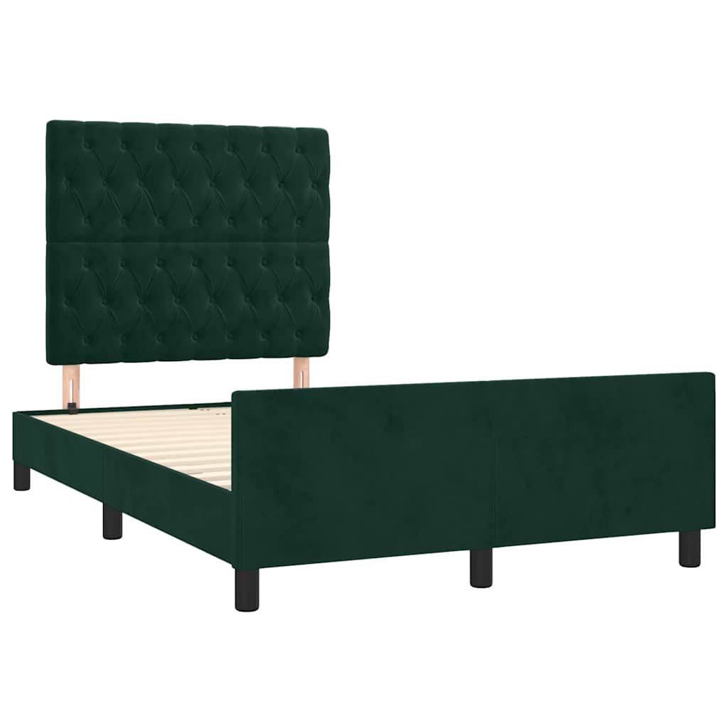 Bedframe zonder matras 120x190 cm fluweel donkergroen is nu te koop bij PeponiXL, paradijselijk wonen!