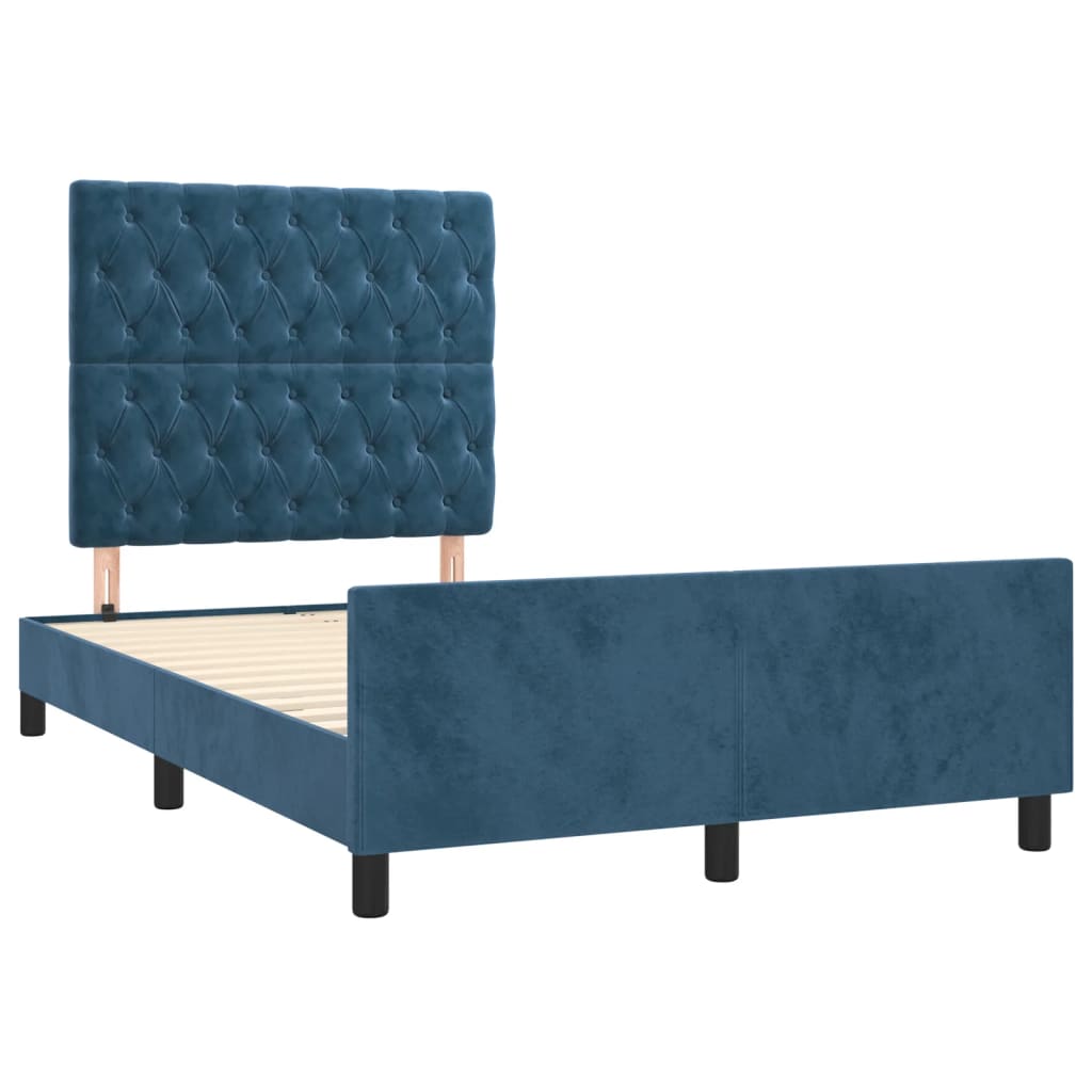 Bedframe zonder matras 120x190 cm fluweel donkerblauw is nu te koop bij PeponiXL, paradijselijk wonen!