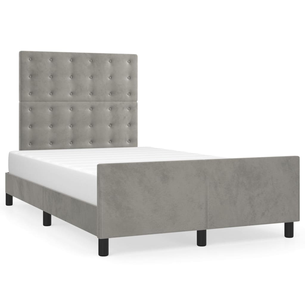 Bedframe zonder matras 120x190 cm fluweel lichtgrijs is nu te koop bij PeponiXL, paradijselijk wonen!