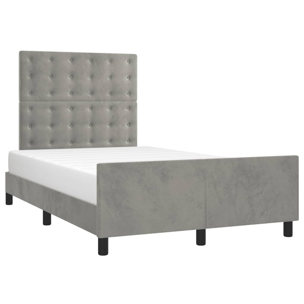 Bedframe zonder matras 120x190 cm fluweel lichtgrijs is nu te koop bij PeponiXL, paradijselijk wonen!
