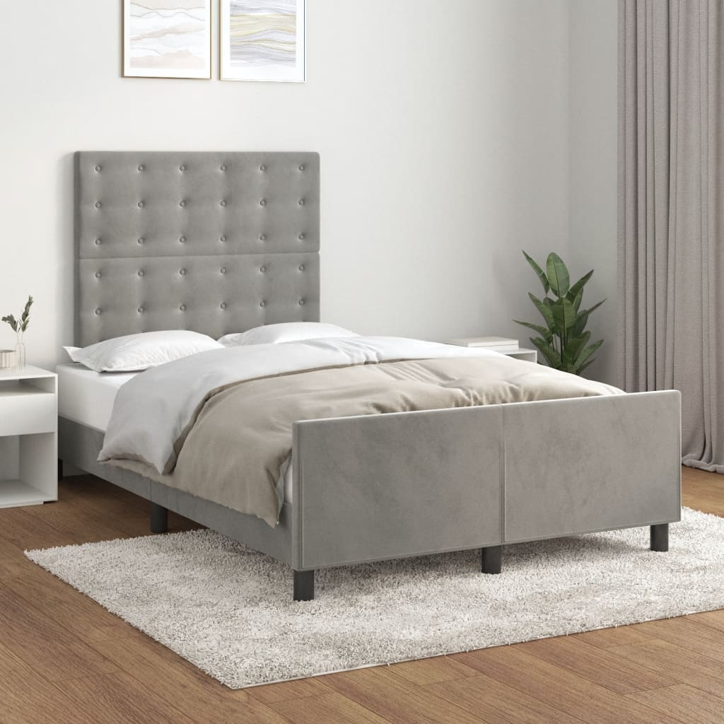 Bedframe zonder matras 120x190 cm fluweel lichtgrijs is nu te koop bij PeponiXL, paradijselijk wonen!