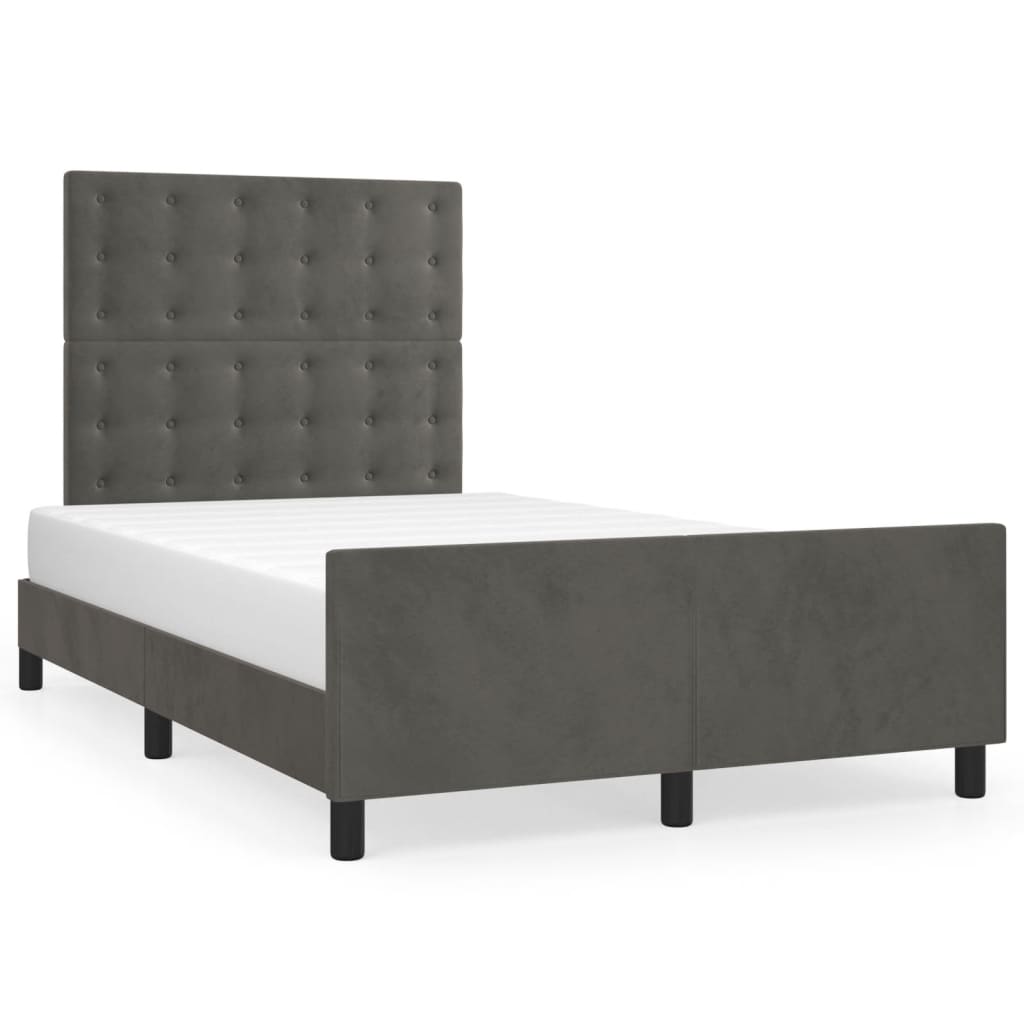 Bedframe zonder matras 120x190 cm fluweel donkergrijs is nu te koop bij PeponiXL, paradijselijk wonen!