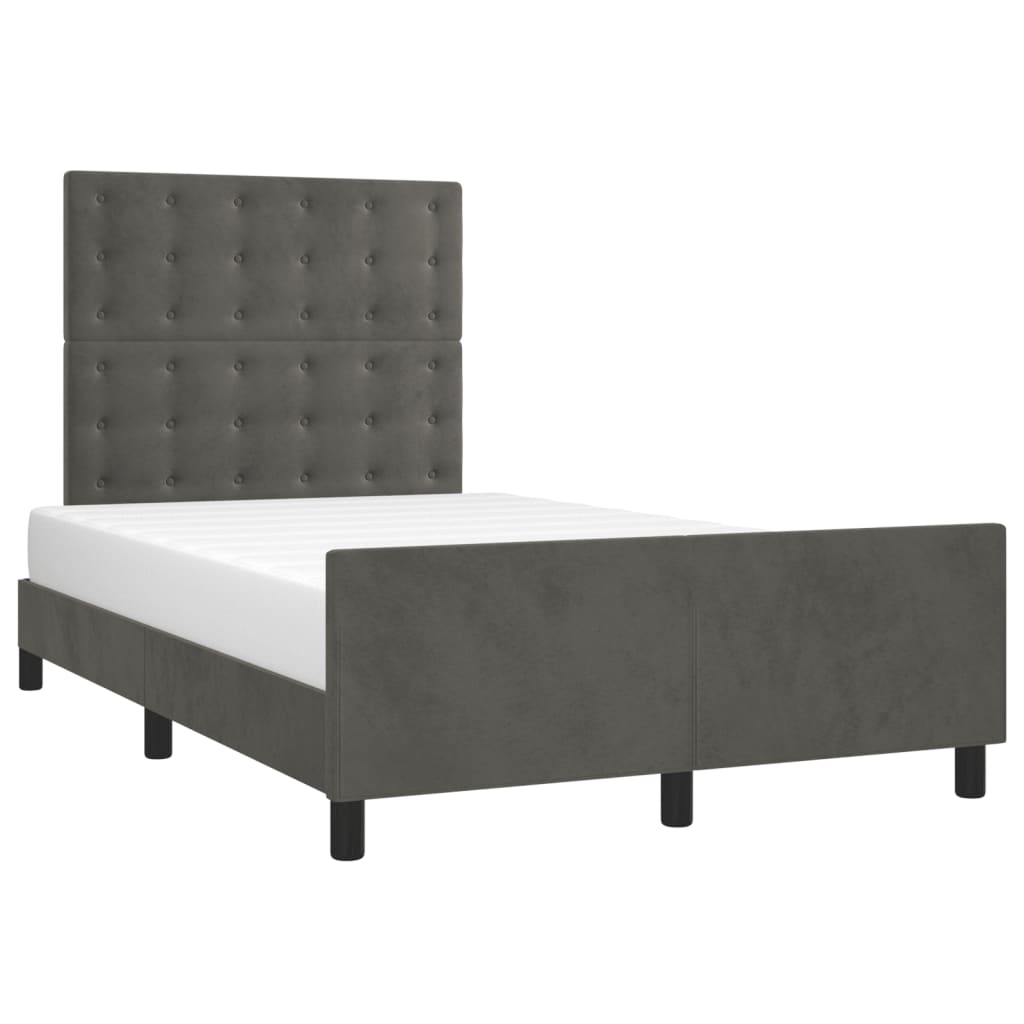 Bedframe zonder matras 120x190 cm fluweel donkergrijs is nu te koop bij PeponiXL, paradijselijk wonen!
