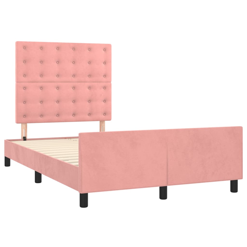 Bedframe zonder matras 120x190 cm fluweel roze is nu te koop bij PeponiXL, paradijselijk wonen!