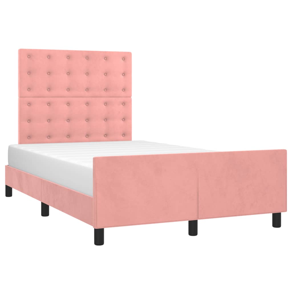 Bedframe zonder matras 120x190 cm fluweel roze is nu te koop bij PeponiXL, paradijselijk wonen!