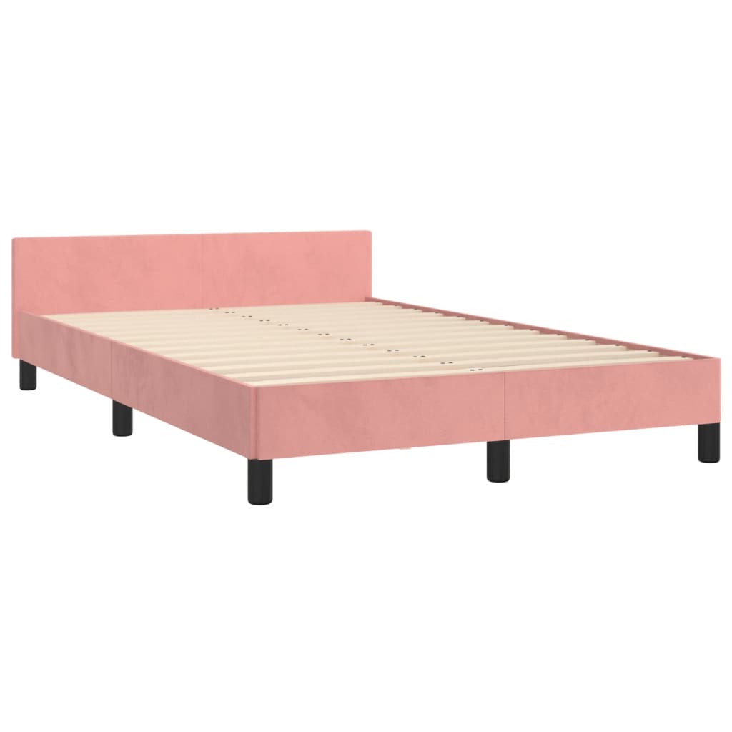 Bedframe zonder matras 120x190 cm fluweel roze is nu te koop bij PeponiXL, paradijselijk wonen!