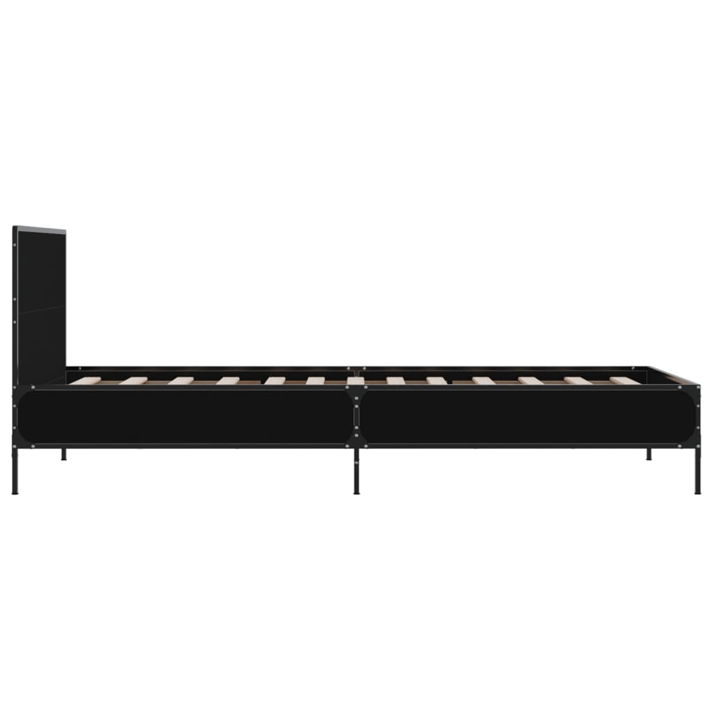 Bedframe bewerkt hout en metaal zwart 100x200 cm is nu te koop bij PeponiXL, paradijselijk wonen!