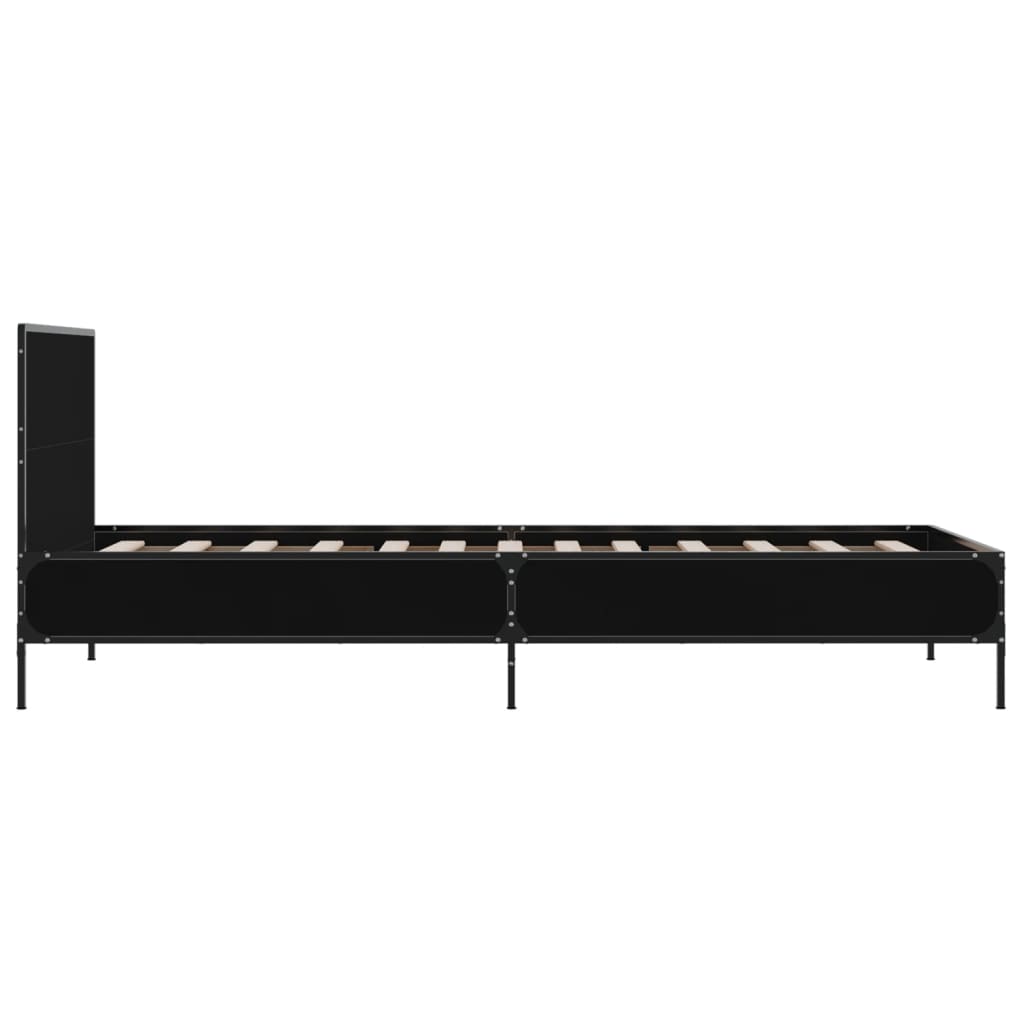 Bedframe bewerkt hout en metaal zwart 75x190 cm is nu te koop bij PeponiXL, paradijselijk wonen!