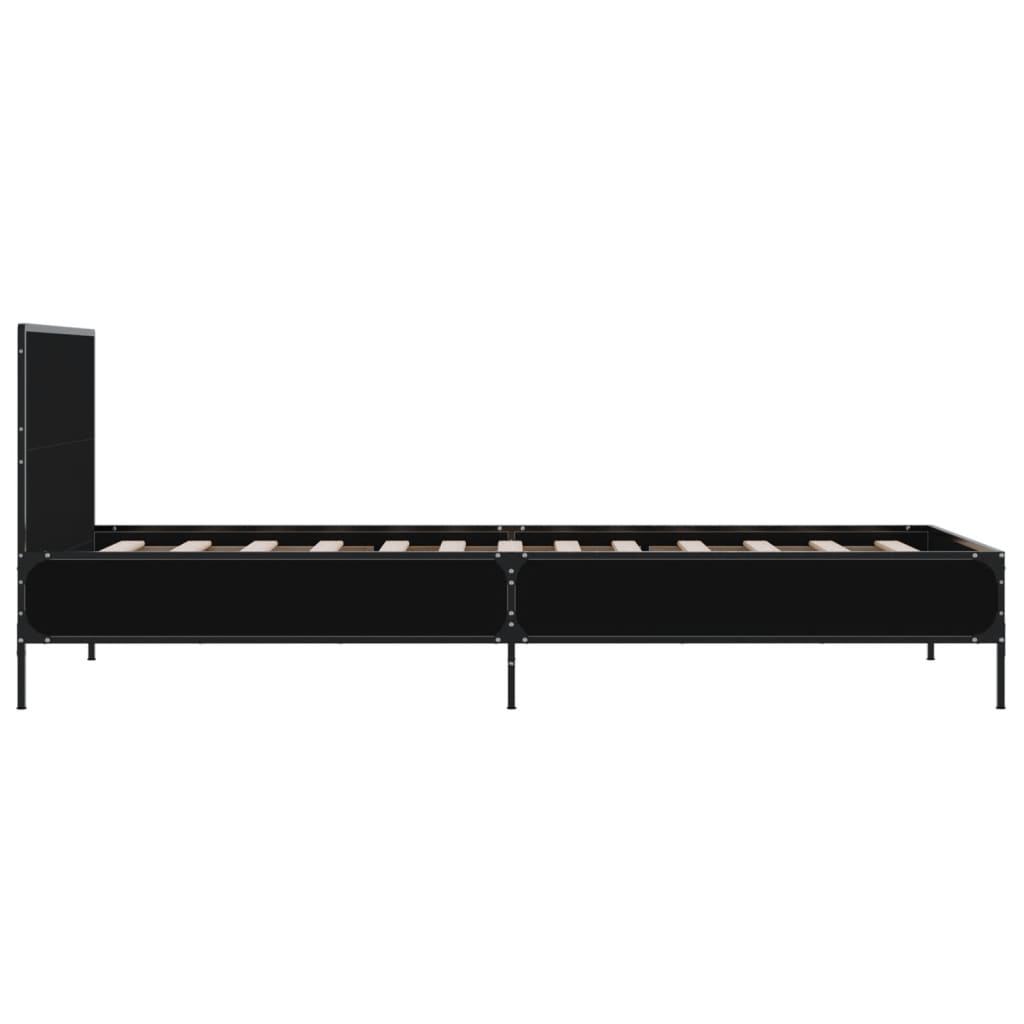Bedframe bewerkt hout en metaal zwart 90x190 cm is nu te koop bij PeponiXL, paradijselijk wonen!