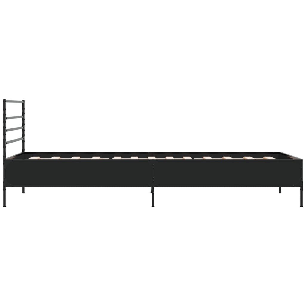 Bedframe bewerkt hout en metaal zwart 90x200 cm is nu te koop bij PeponiXL, paradijselijk wonen!