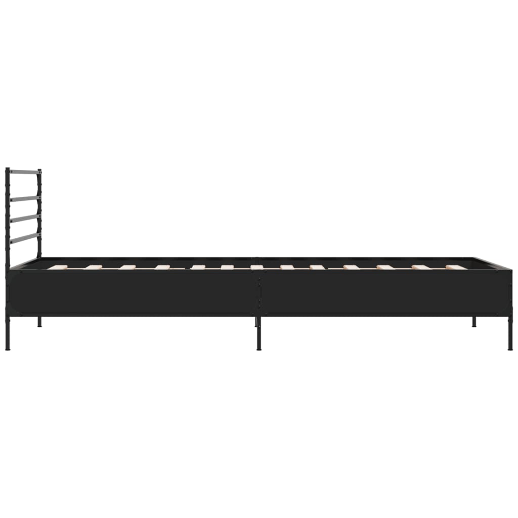 Bedframe bewerkt hout en metaal zwart 90x190 cm is nu te koop bij PeponiXL, paradijselijk wonen!