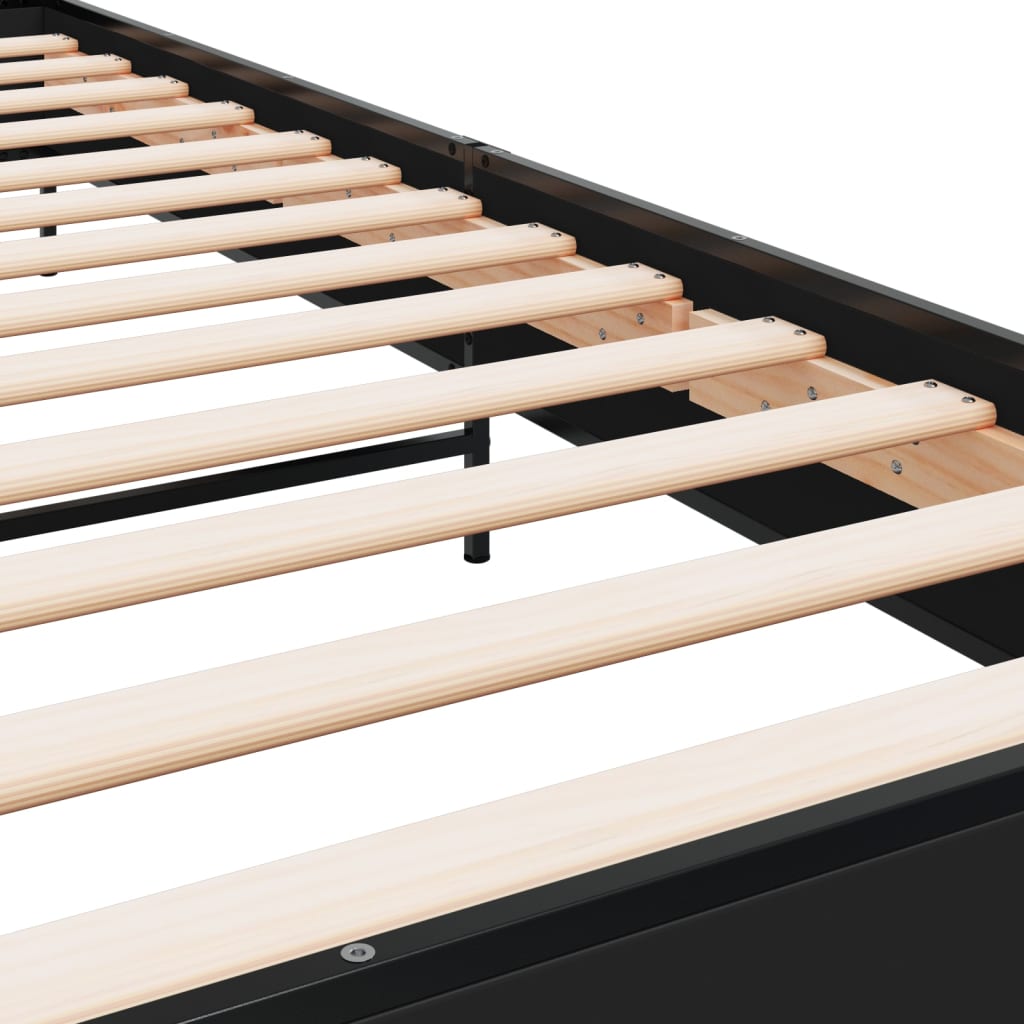 Bedframe bewerkt hout en metaal zwart 90x190 cm is nu te koop bij PeponiXL, paradijselijk wonen!