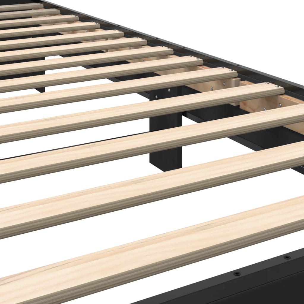 Bedframe bewerkt hout en metaal zwart 100x200 cm