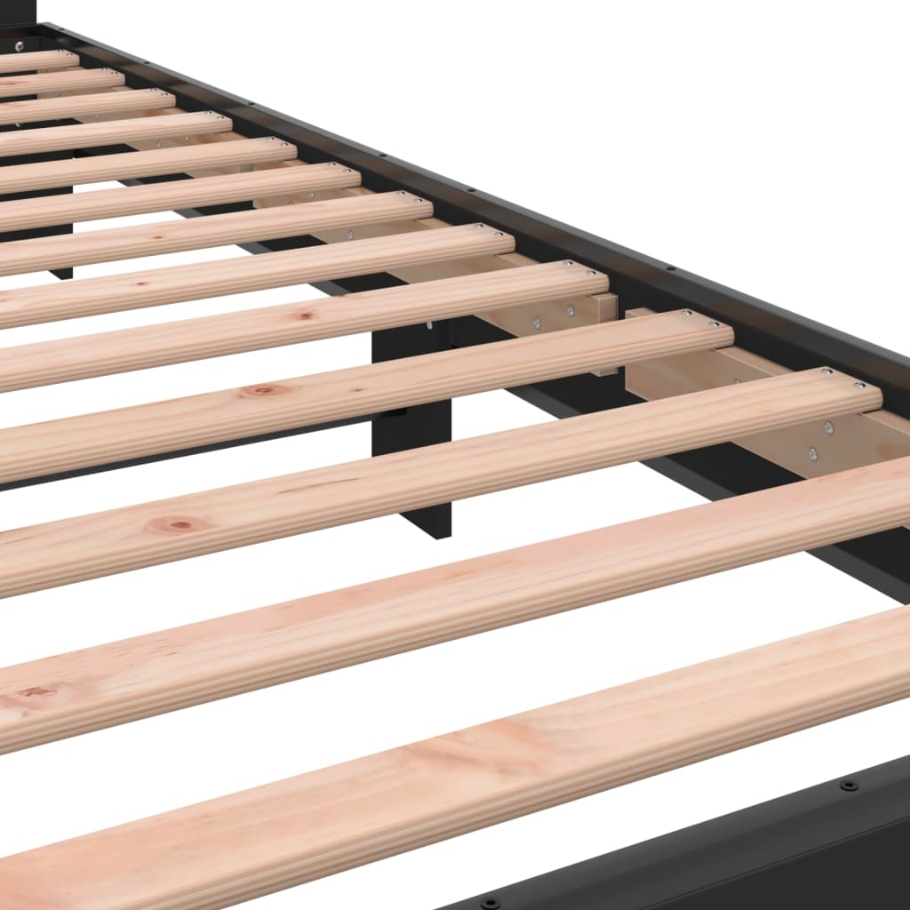 Bedframe bewerkt hout en metaal zwart 90x200 cm is nu te koop bij PeponiXL, paradijselijk wonen!