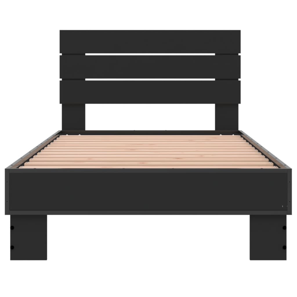 Bedframe bewerkt hout en metaal zwart 75x190 cm is nu te koop bij PeponiXL, paradijselijk wonen!