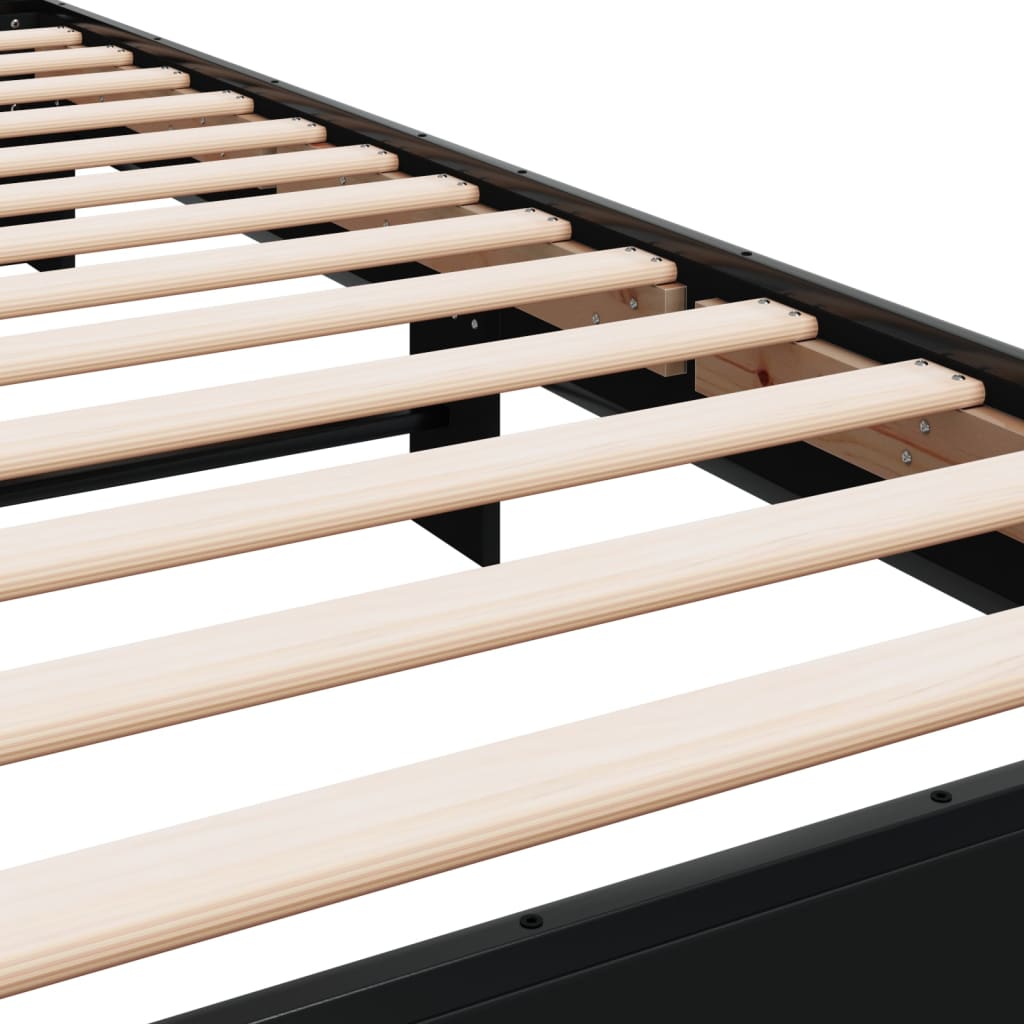 Bedframe bewerkt hout en metaal zwart 75x190 cm is nu te koop bij PeponiXL, paradijselijk wonen!