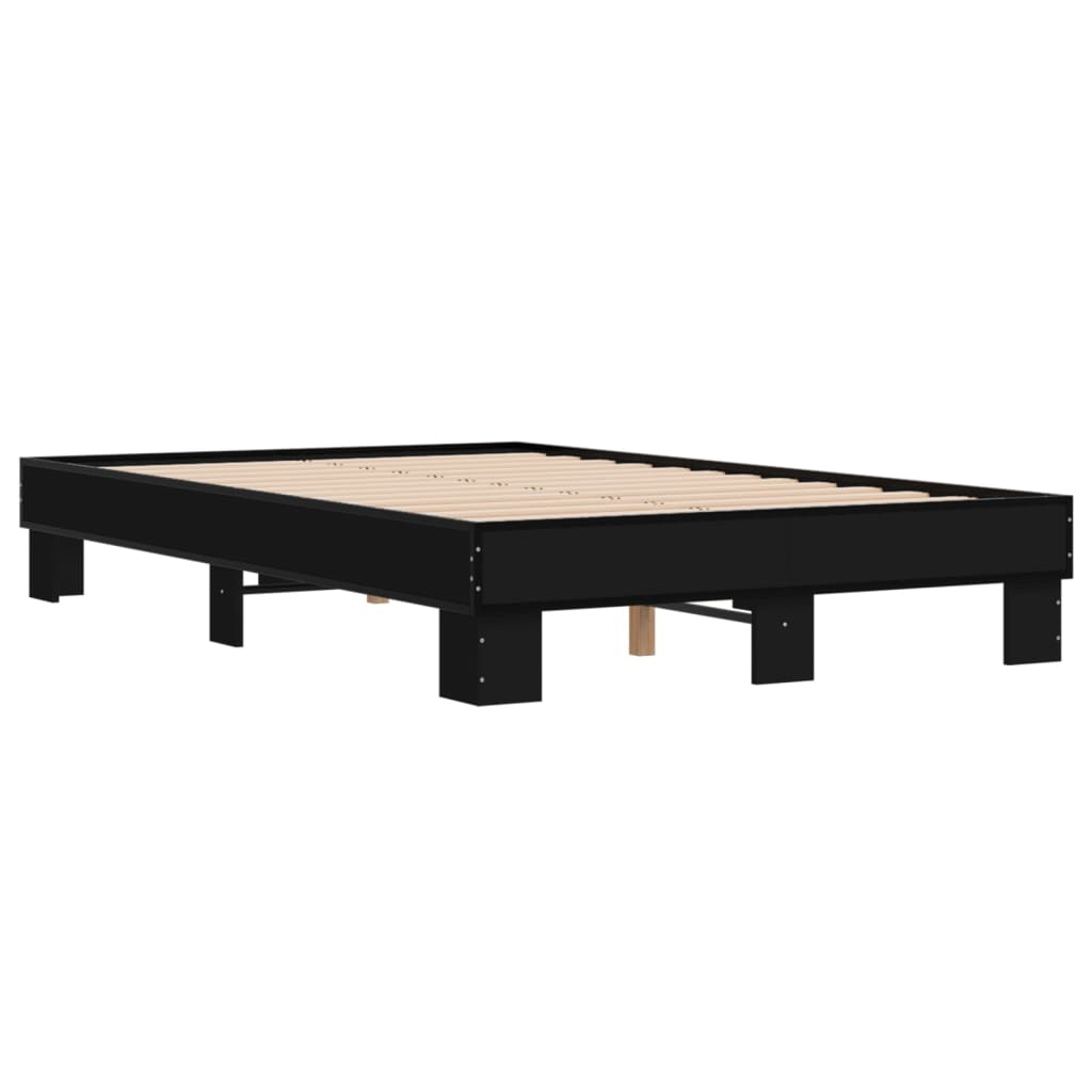 Bedframe bewerkt hout metaal zwart 140x200 cm is nu te koop bij PeponiXL, paradijselijk wonen!