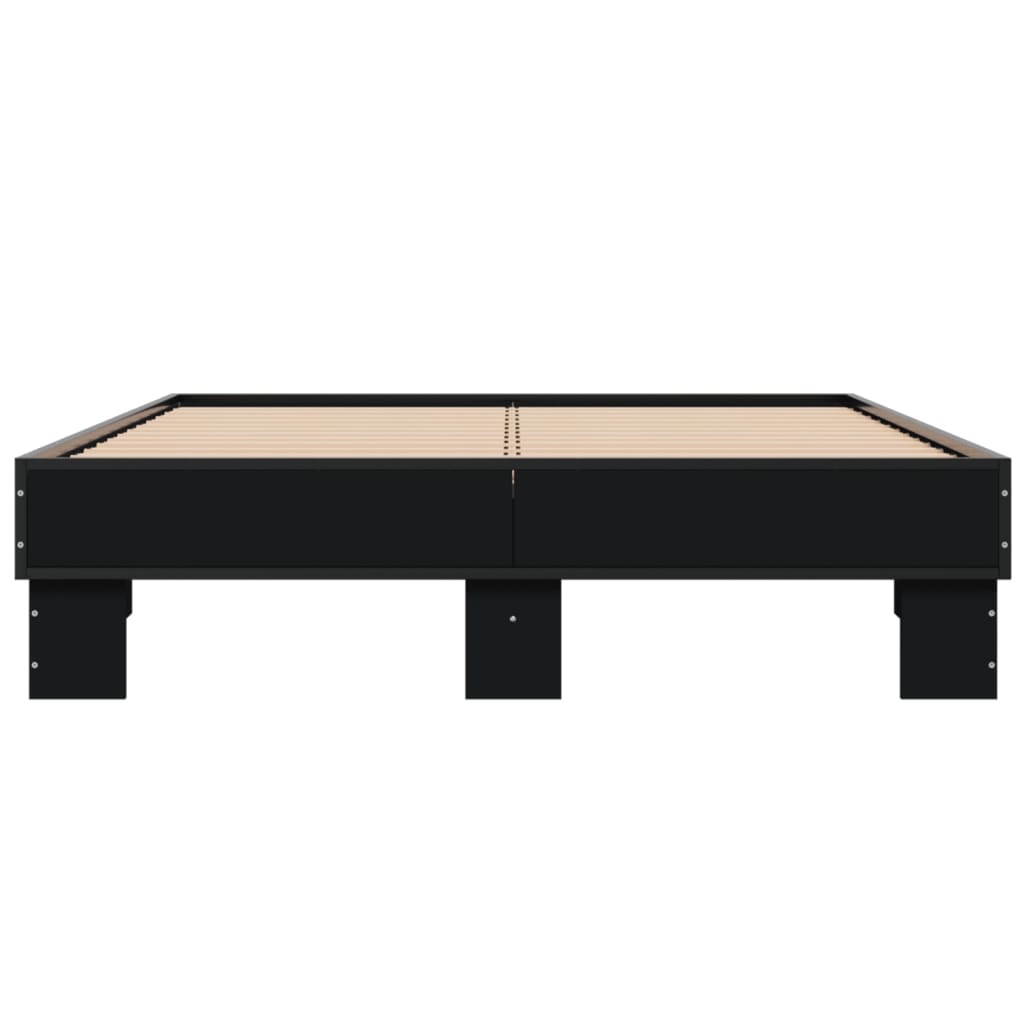 Bedframe bewerkt hout metaal zwart 140x200 cm is nu te koop bij PeponiXL, paradijselijk wonen!