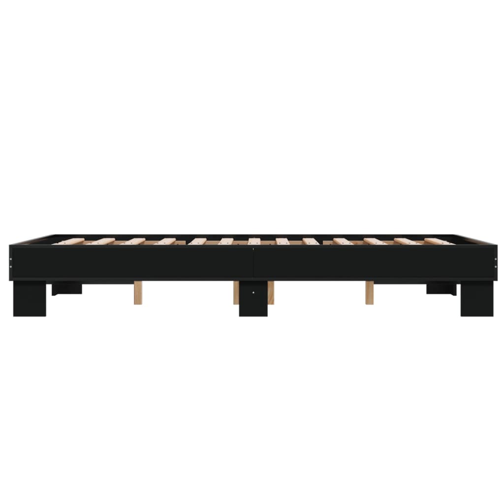 Bedframe bewerkt hout metaal zwart 140x200 cm is nu te koop bij PeponiXL, paradijselijk wonen!