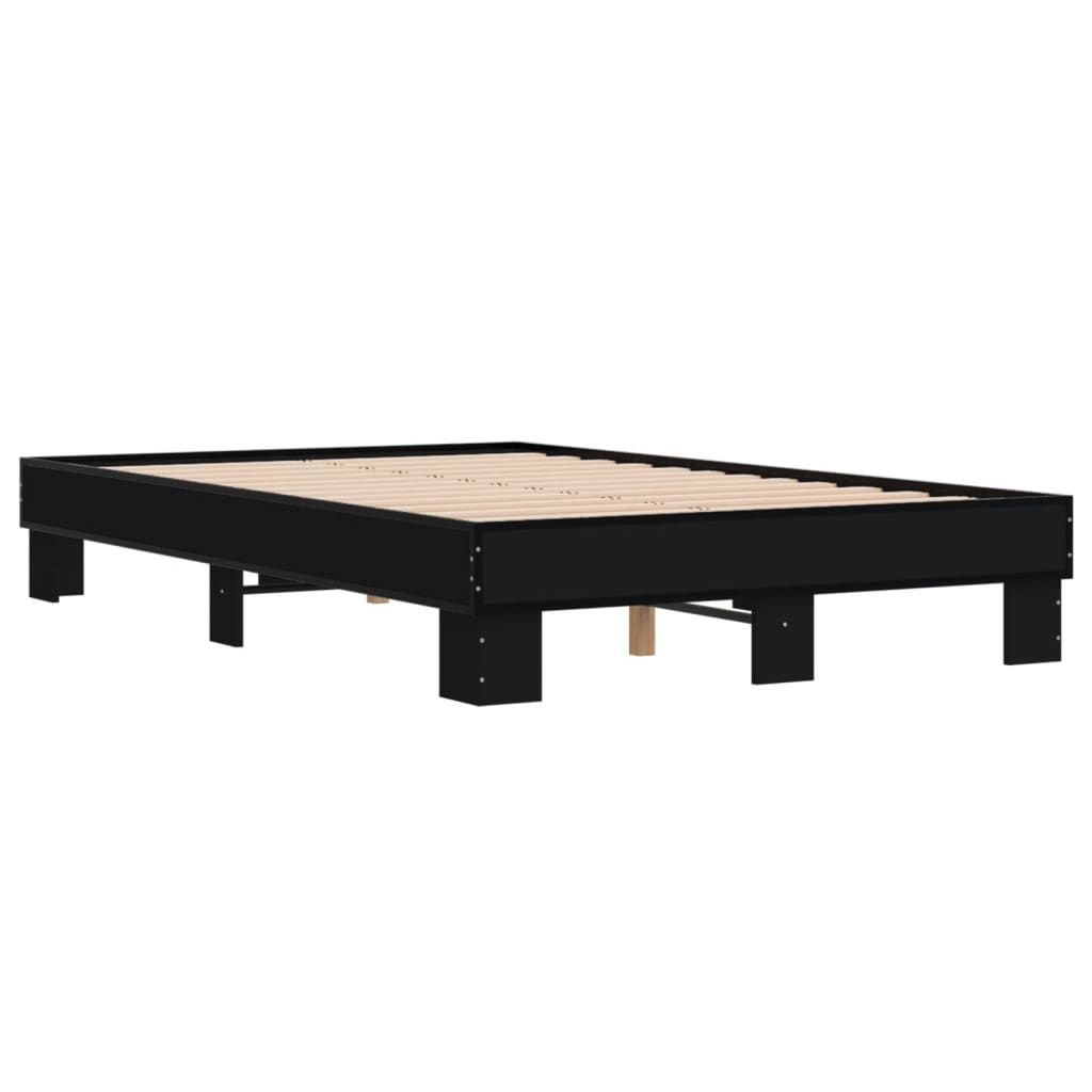 Bedframe bewerkt hout metaal zwart 140x200 cm is nu te koop bij PeponiXL, paradijselijk wonen!