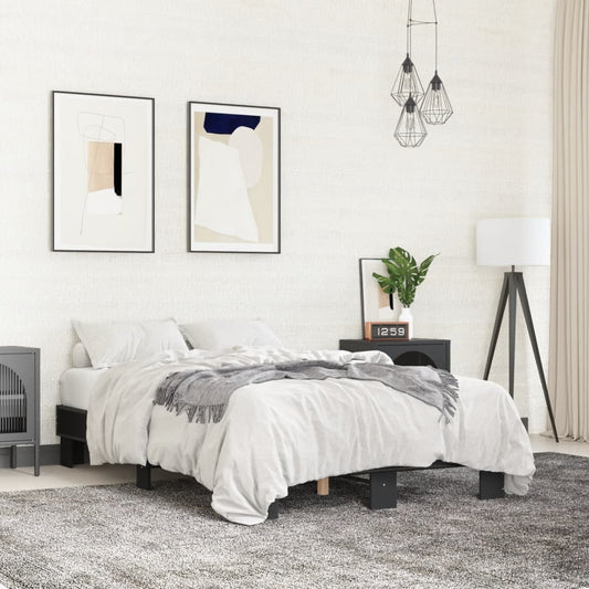 Bedframe bewerkt hout metaal zwart 140x200 cm is nu te koop bij PeponiXL, paradijselijk wonen!