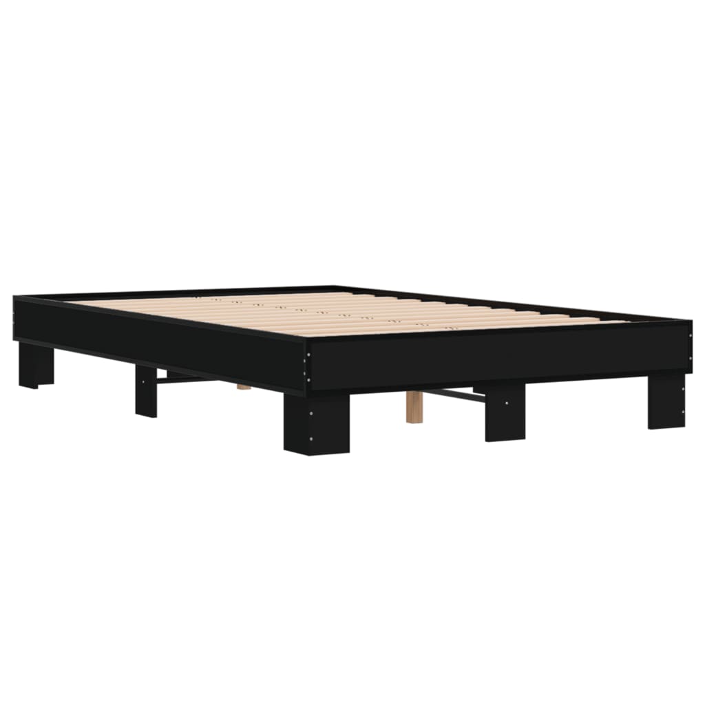 Bedframe bewerkt hout metaal zwart 120x200 cm is nu te koop bij PeponiXL, paradijselijk wonen!
