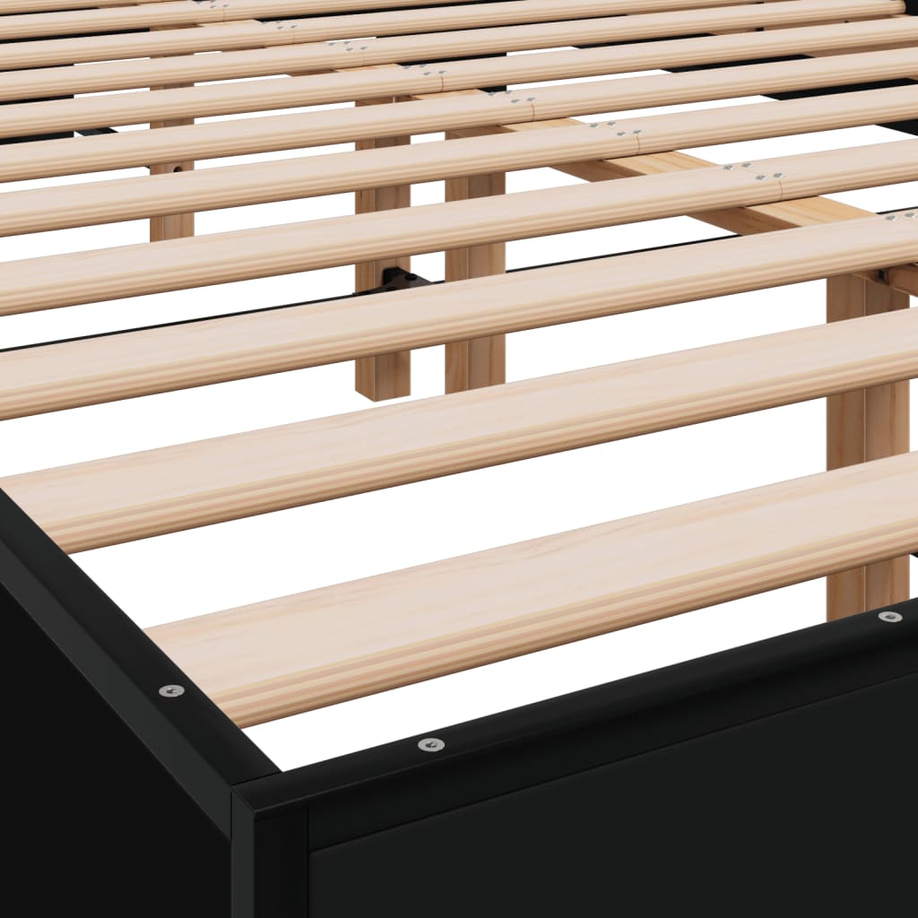 Bedframe bewerkt hout metaal zwart 120x200 cm is nu te koop bij PeponiXL, paradijselijk wonen!