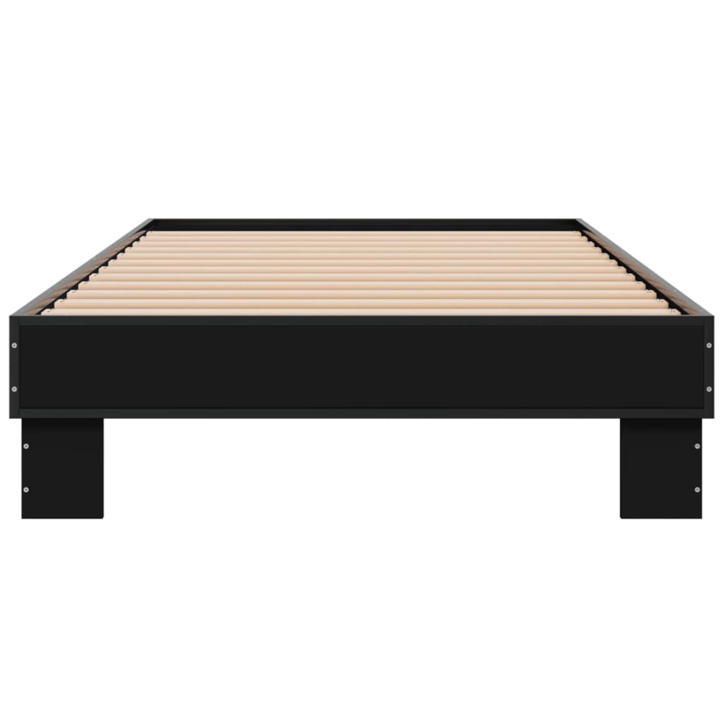 Bedframe bewerkt hout en metaal zwart 90x200 cm is nu te koop bij PeponiXL, paradijselijk wonen!